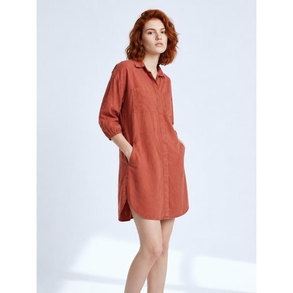 Young Fabulous Broke YFB Linen Blend Button Down Shirt Dress